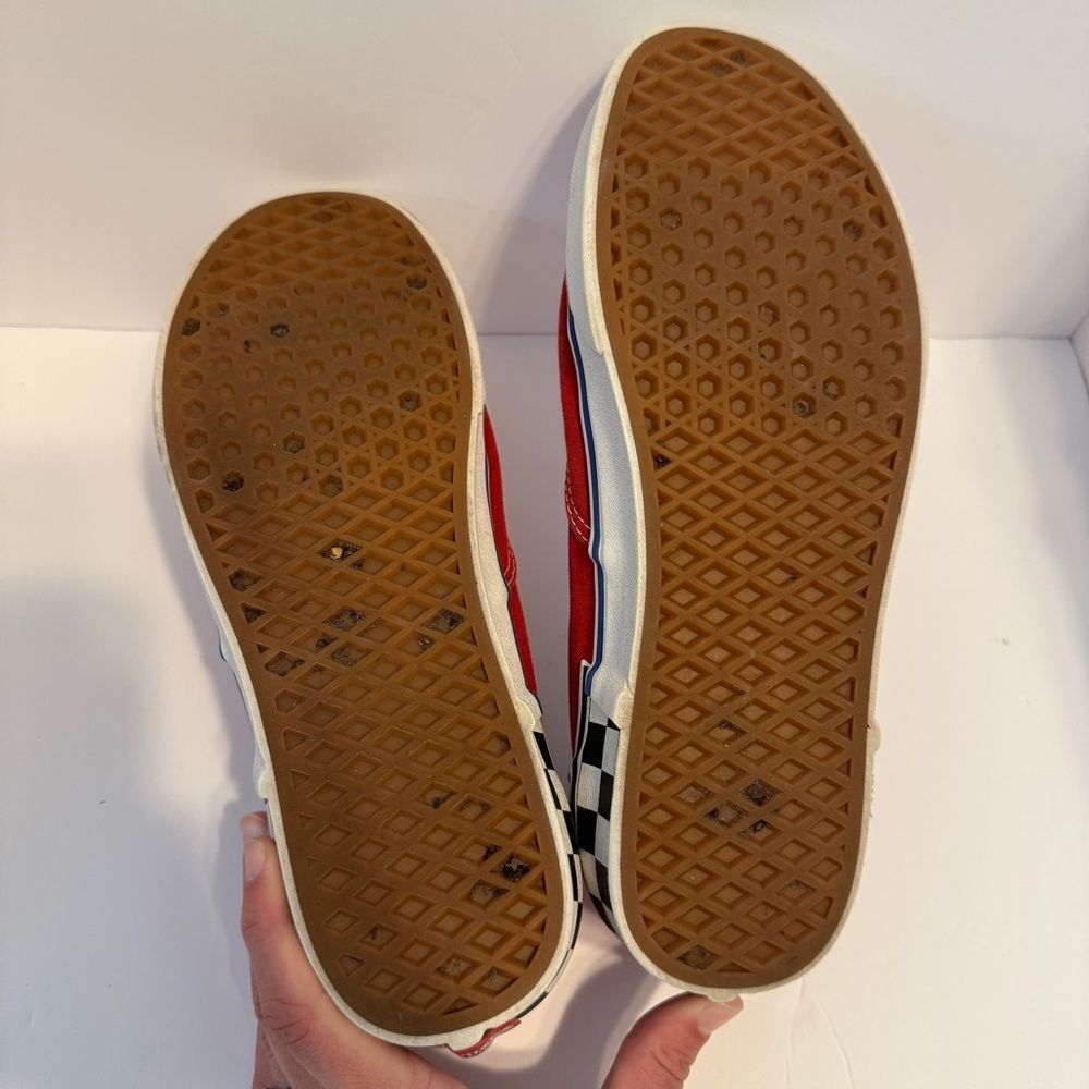 Vans Red Canvas Checkerboard Heel Sneakers Size 10 Men / 11.5 Women - Picture 5 of 16